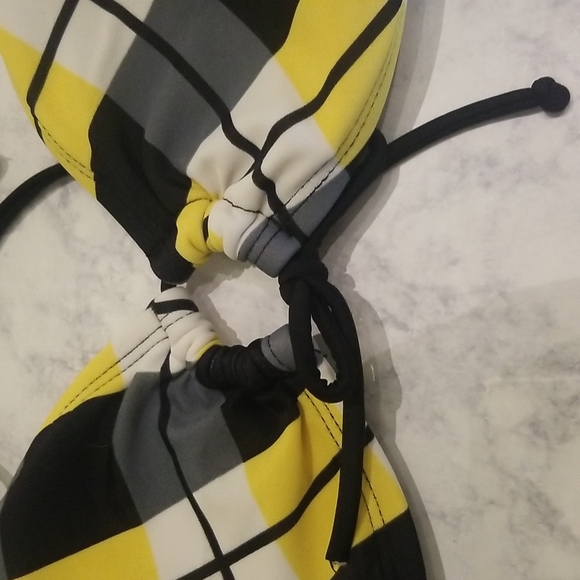 Hobie String Bikini Top Yellow Plaid - Picture 2 of 4